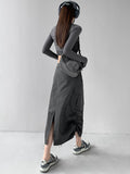 Y2k Cargo Grey Long Skirt