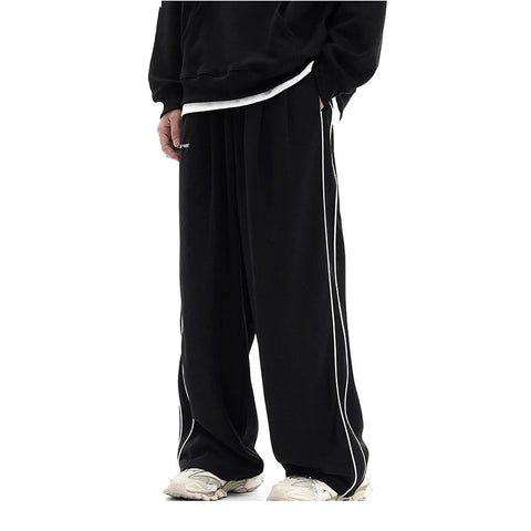 Stylische Schwarz Techwear-Hosen mit Kontraststreife