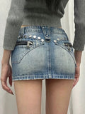 Sommerlicher Y2K Jeansrock im Gyaru-Stil mit niedriger Taill