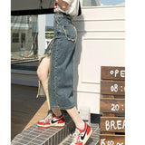High Waist Jeansrock mit Fransen und Schlitz und den Y2K-Stil