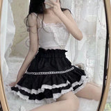 Schwarz-weiße hohe japanische Gothic Lolita-Stilrock