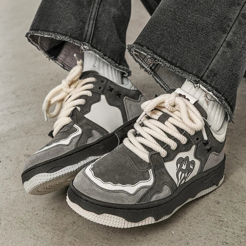 Y2K Chunky Sneakers in Grau Schwarz AltShop