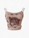 Ästhetisches Katzenprint Camisole im Y2K-Stil