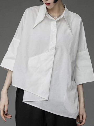Asymmetrisch geschnittene Grunge-Bluse im koreanischen Stil Schwarz
