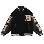 Y2K Baseball Bomberjacke für Frauen mit Knochen-Detail und Patches