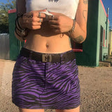Lila High-Waist Minirock im Zebra-Look: E-Girl Punk Grunge Style