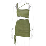 Grünes Kleid Y2K Fashion Drawstring Cut Out 2000er Rückenfreies Gegürtelt