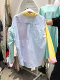 Farbenfrohes Gestreiftes Hemd im Koreanische-Stil