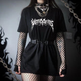 Gothic T-Shirt mit Netzärmeln und edgy Accessoire