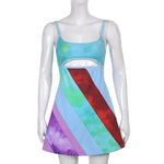 Colorful Y2K Mini Dress Spaghetti StrapnSundress Vintage