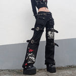 Jean Gothic Schwarzes Übergroßes Cargo-Schnitt