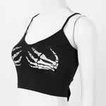 Alternatives Crop Top mit Skeletthand-Print für Goth & E-Girl Style