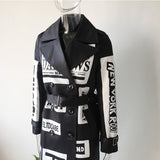 Langer Mantel E-Girl Letters Druck Graffiti Windbreaker