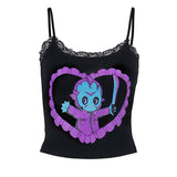 Bedrucktes Gothic-Tanktop mit lila Herz