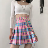 Kawaii Aesthetik Plaid-Stil Rock in Blau und Rosa