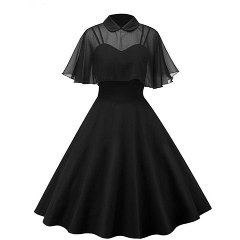 Kleid für Frauen Elegant Stil Gothic halbtransparent
