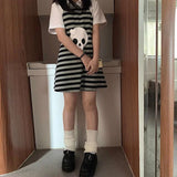 Stripe Skull Emo Punk Mini Dress Women E-girl