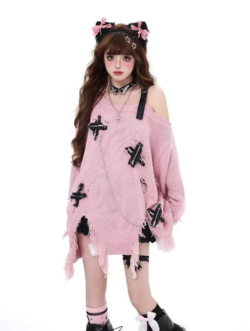 Coquette Oversize Pullover im Harajuku Design