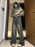Y2K High Waist Jean im Streetwear-Look mit weitem Bein