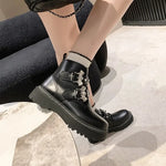 Gothic Damen Boots mit Perlenkette schicke schwarze Plattformbooties im Punk-Stil für ein alternatives Outfit*