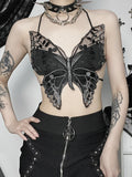 Gothic Spitzen-Crop-Top im Schmetterlingsdesign