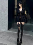 Sexy Schwarzes T-Shirt egirl mit Cut-Outs
