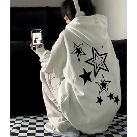 Oversize Y2K Sweatshirt mit Sternenprint für den Streetstyle-Look
