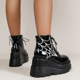 Gothic Spider Print Stiefeletten mit hohem Absatz