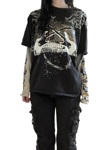 Gothic Oversize-Shirt mit Grafikdruck im Y2K-Stil
