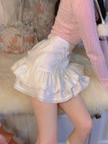 Rosa Kawaii-Lolita Pullover mit Herzdesign und Pelzbesatz