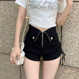 E-Girl Stil Taillenhoch geschnittene Shorts mit Reißverschluss