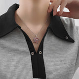 E-Girl-Halsband in Silberfarbe mit synthetischem rosa Saphirstein