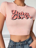 Top Y2k Babygirl Druck Frau Rosa