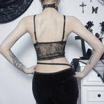 Schwarzes Gothic-Camisole mit Spitze und Jacquar