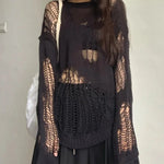 Oversize Gothic-Pullover mit Cut-Outs und Transparenz