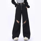 Y2K Streetwear High-Waist Cargohosen mit Hollow-Out Design