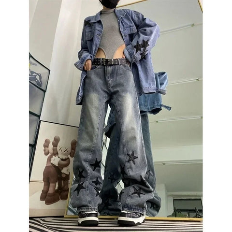 Sternenmuster Jeans im acubi-Stil für trendbewusste Frauen