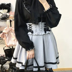 Gothic Lolita Rock mit Spitze und Schnürung in Rosa