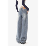 Y2K Baggy Jeans mit Dog-Print für Damen