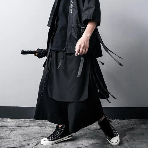 Unisex Techwear-Hose im Gothic-Stil mit Weitem Bein