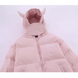 E-Girl Winterjacken mit Teufelshörnern – Hip-Hop Puffer Coats