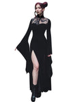 Langes schwarzes Gothic-Kleid mit breitem Ärmel