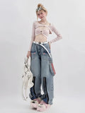 Y2K Weite Jeans mit Sternen-Muster