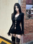 Sexy Schwarzes T-Shirt egirl mit Cut-Outs