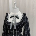 Karo-Kleid mit Rüschen und Schleife Kawaii Lolita Styl