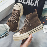 Emo stilHochwertige braune Canvas High-Top Sneaker