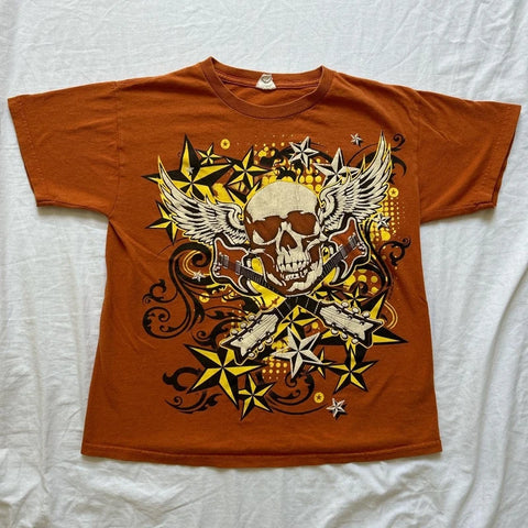 Totenkopf & Sterne T-Shirt in Retro-Optik