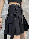 Trendiger Techwear-Minirock mit hoher Taille und Cargotaschen