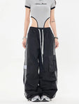 Baggy Trousers Kpop-Fracht-Hose für Frauen mit Kordelzug