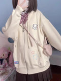 Kawaii Zip Up Hoodie für Frauen in Pink Cutecore Style für ein süße